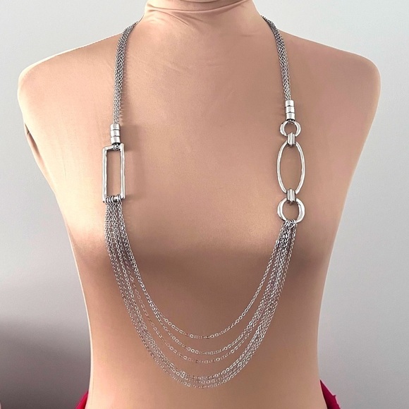 Chico’s Long Silver Color Necklace - Picture 1 of 5